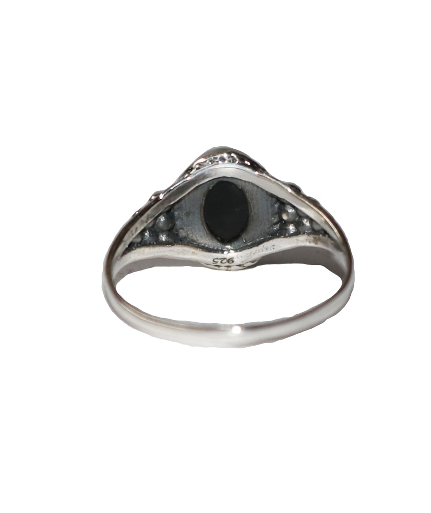 Sterling Silver Oval Ring with Natural Gemstone