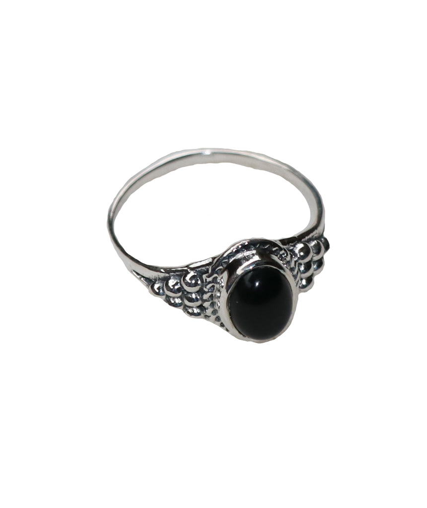 Sterling Silver Oval Ring with Natural Gemstone