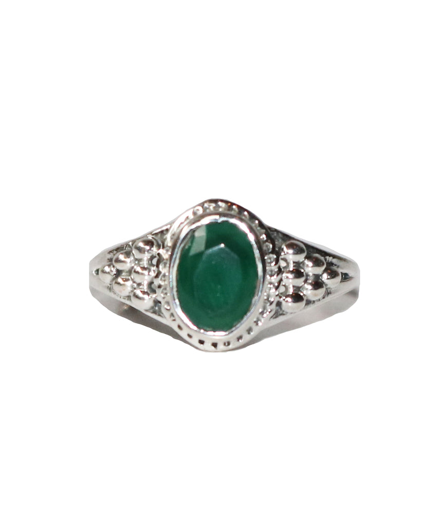 Sterling Silver Oval Ring with Natural Gemstone