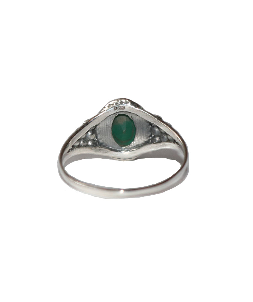 Sterling Silver Oval Ring with Natural Gemstone