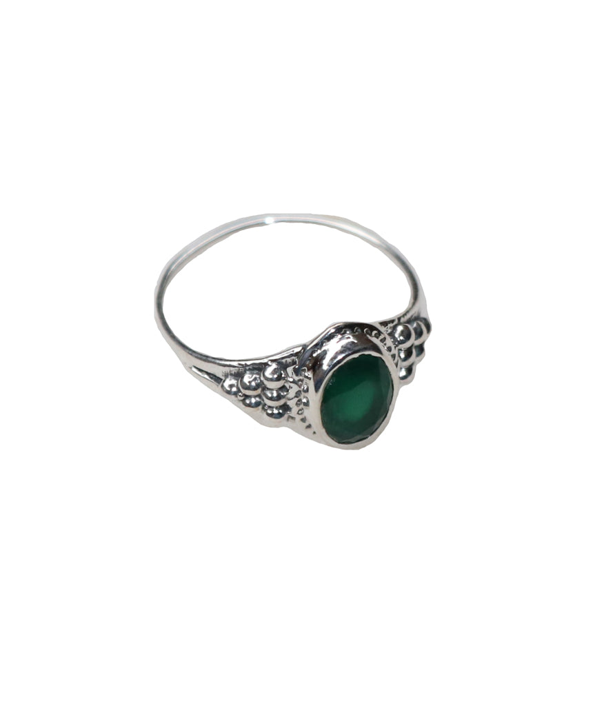 Sterling Silver Oval Ring with Natural Gemstone