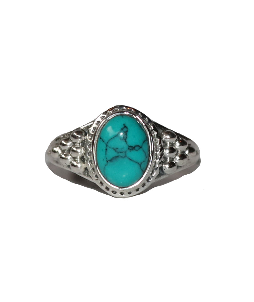 Sterling Silver Oval Ring with Natural Gemstone