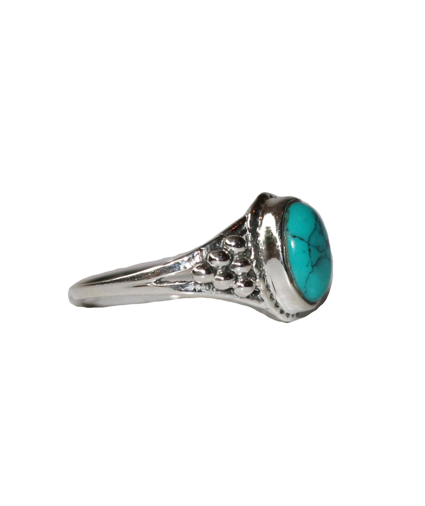 Sterling Silver Oval Ring with Natural Gemstone