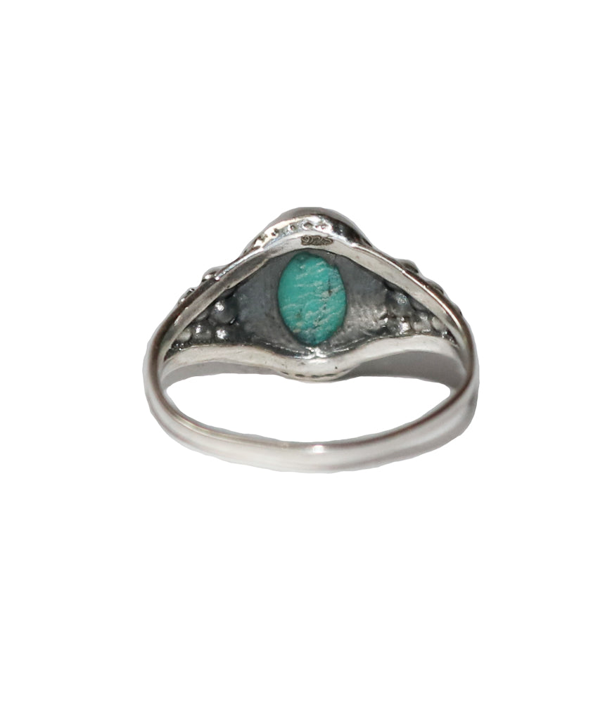 Sterling Silver Oval Ring with Natural Gemstone