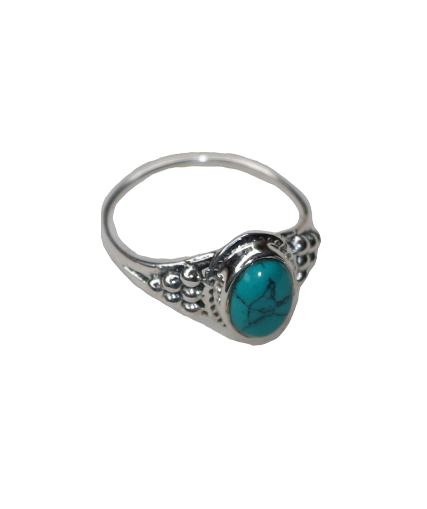 Sterling Silver Oval Ring with Natural Gemstone