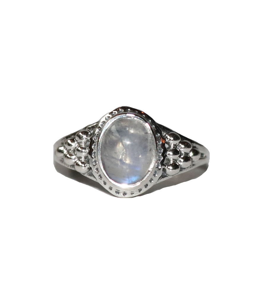 Sterling Silver Oval Ring with Natural Gemstone