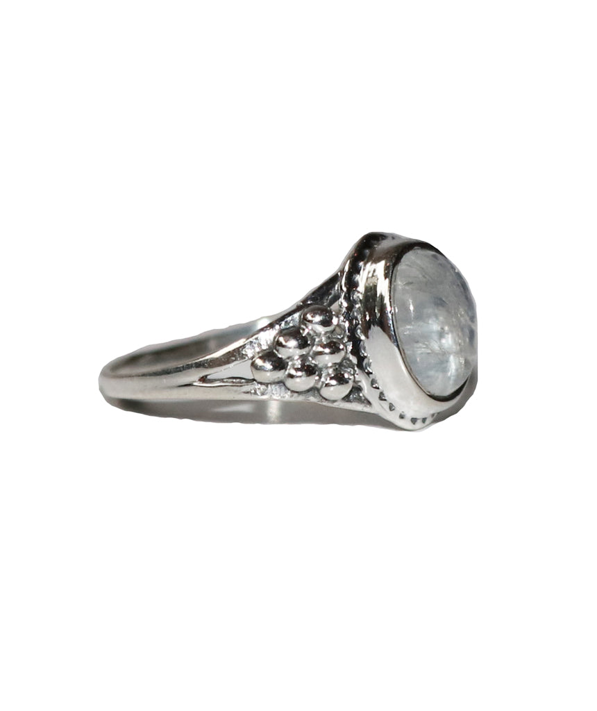 Sterling Silver Oval Ring with Natural Gemstone