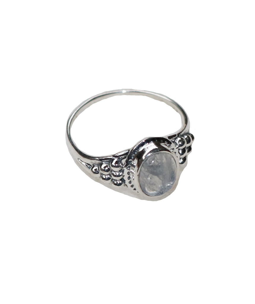 Sterling Silver Oval Ring with Natural Gemstone