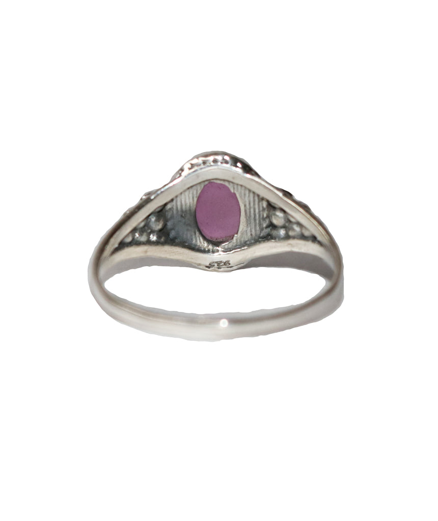 Sterling Silver Oval Ring with Natural Gemstone