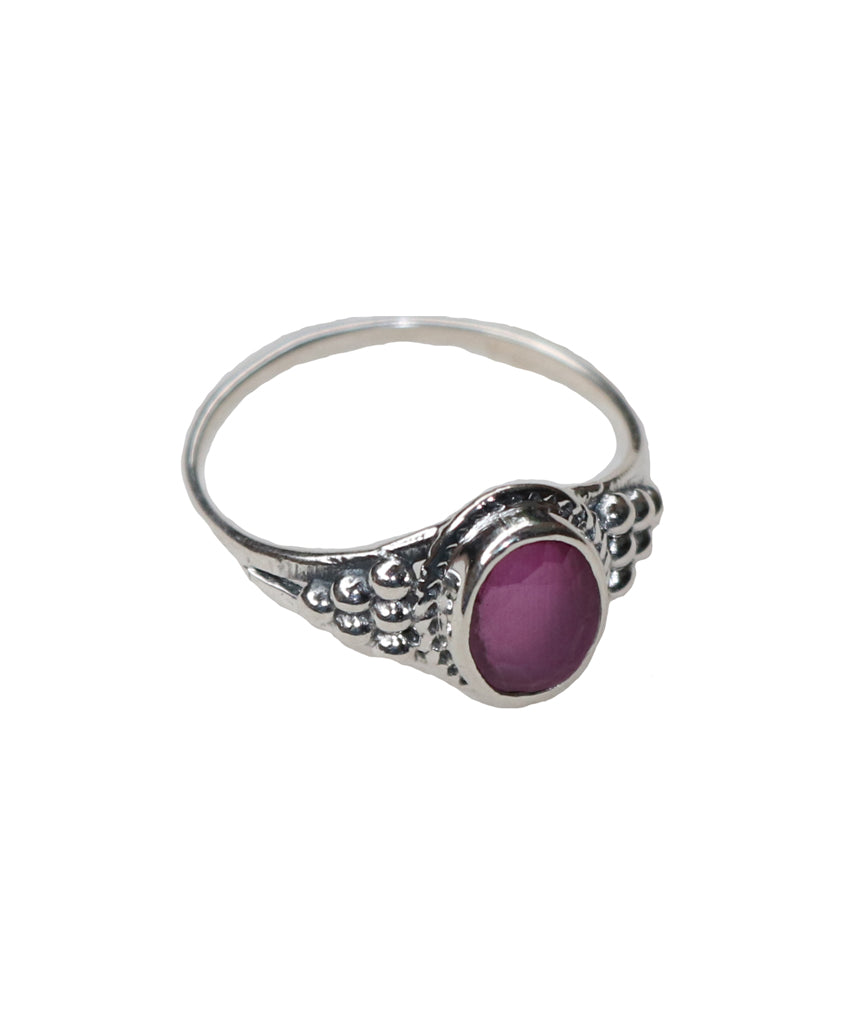 Sterling Silver Oval Ring with Natural Gemstone