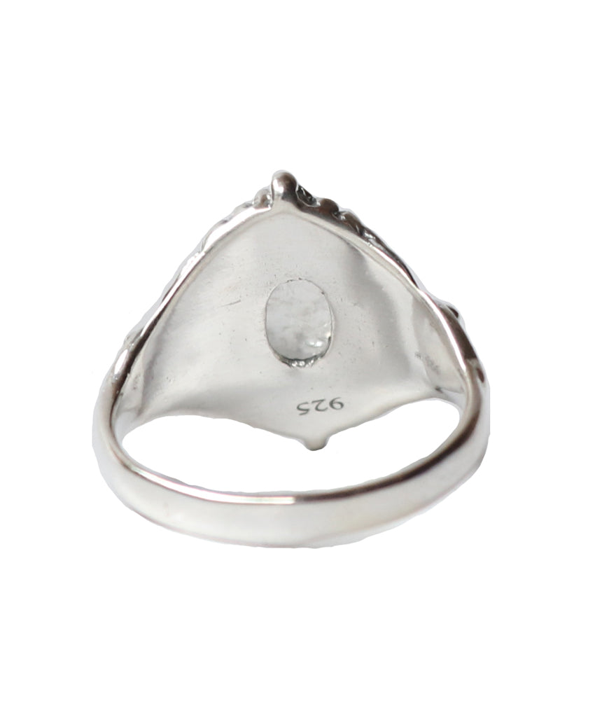 Sterling Silver Oval Silver Ring with Stone