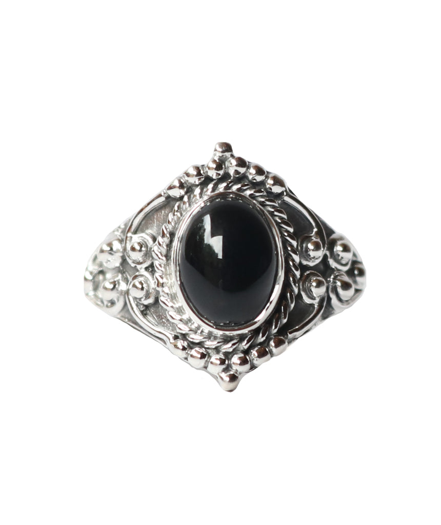 Sterling Silver Oval Silver Ring with Stone