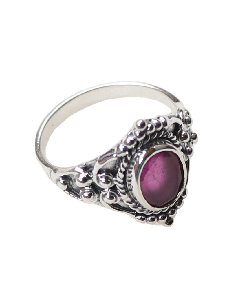 Sterling Silver Oval Silver Ring with Stone