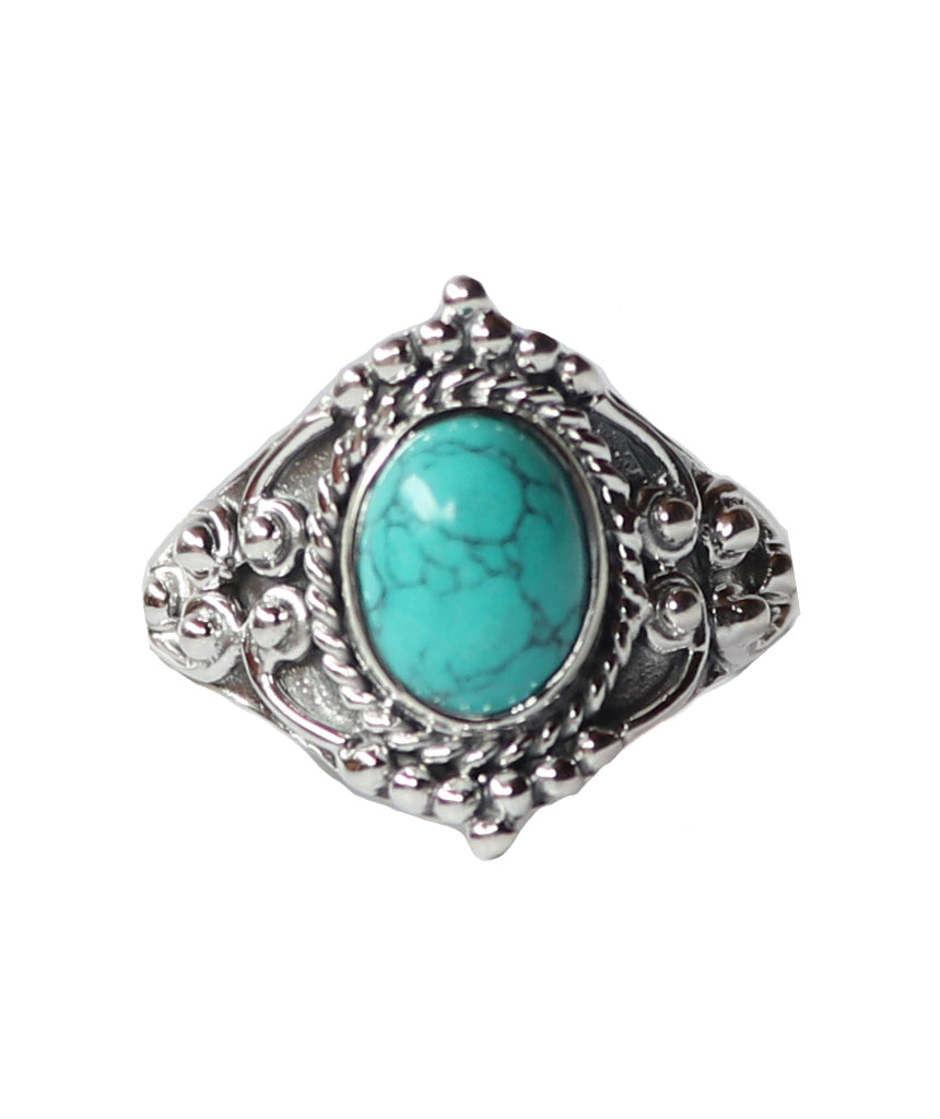 Sterling Silver Oval Silver Ring with Stone