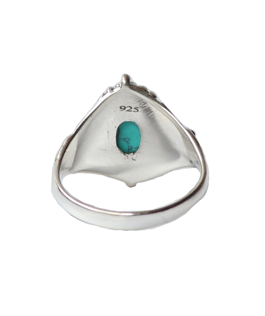 Sterling Silver Oval Silver Ring with Stone