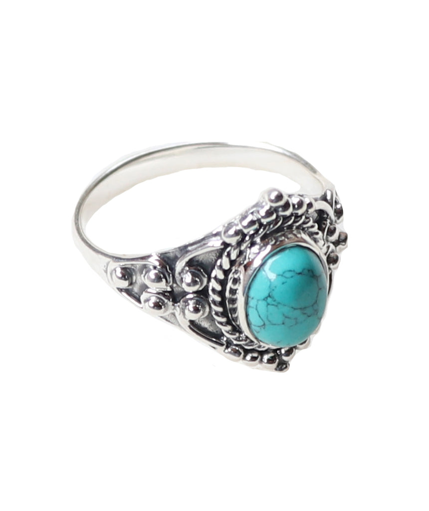 Sterling Silver Oval Silver Ring with Stone