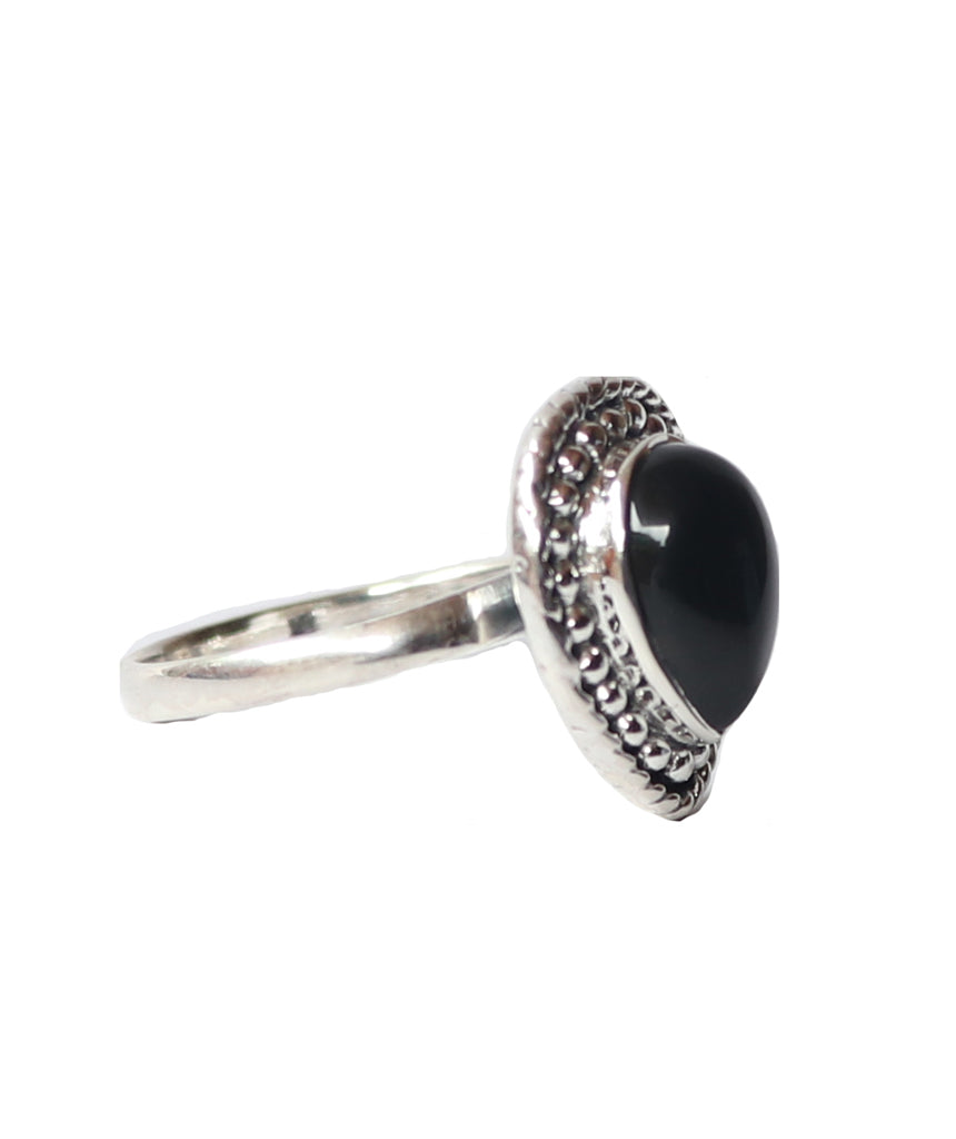 Sterling Silver Stone Ring in Teardrop Shape