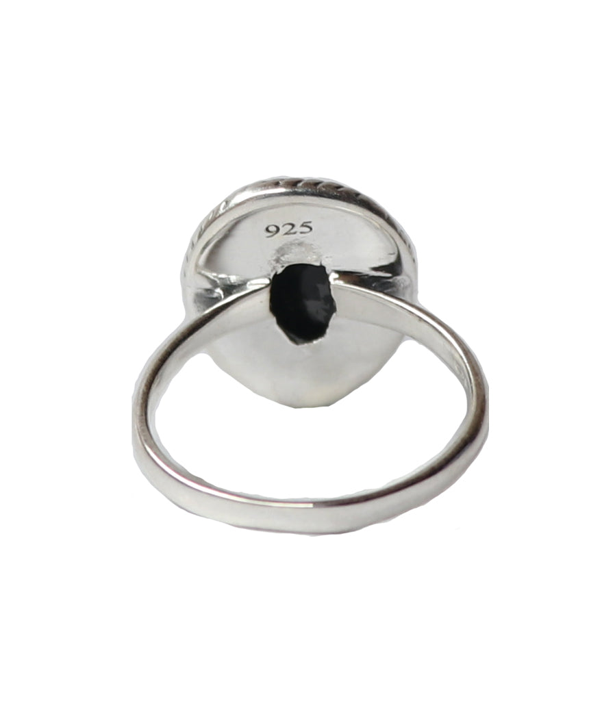 Sterling Silver Stone Ring in Teardrop Shape