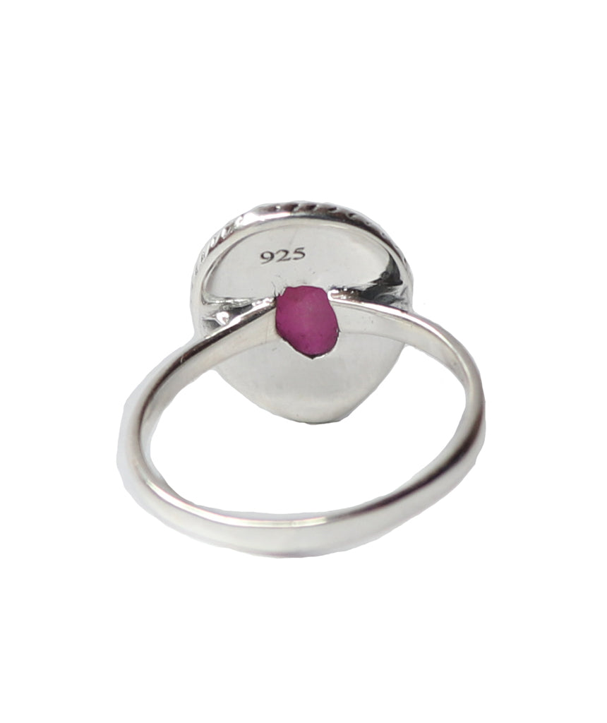 Sterling Silver Stone Ring in Teardrop Shape