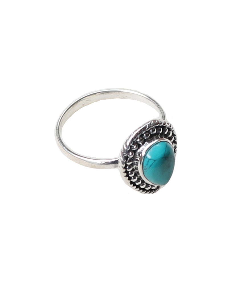 Sterling Silver Stone Ring in Teardrop Shape