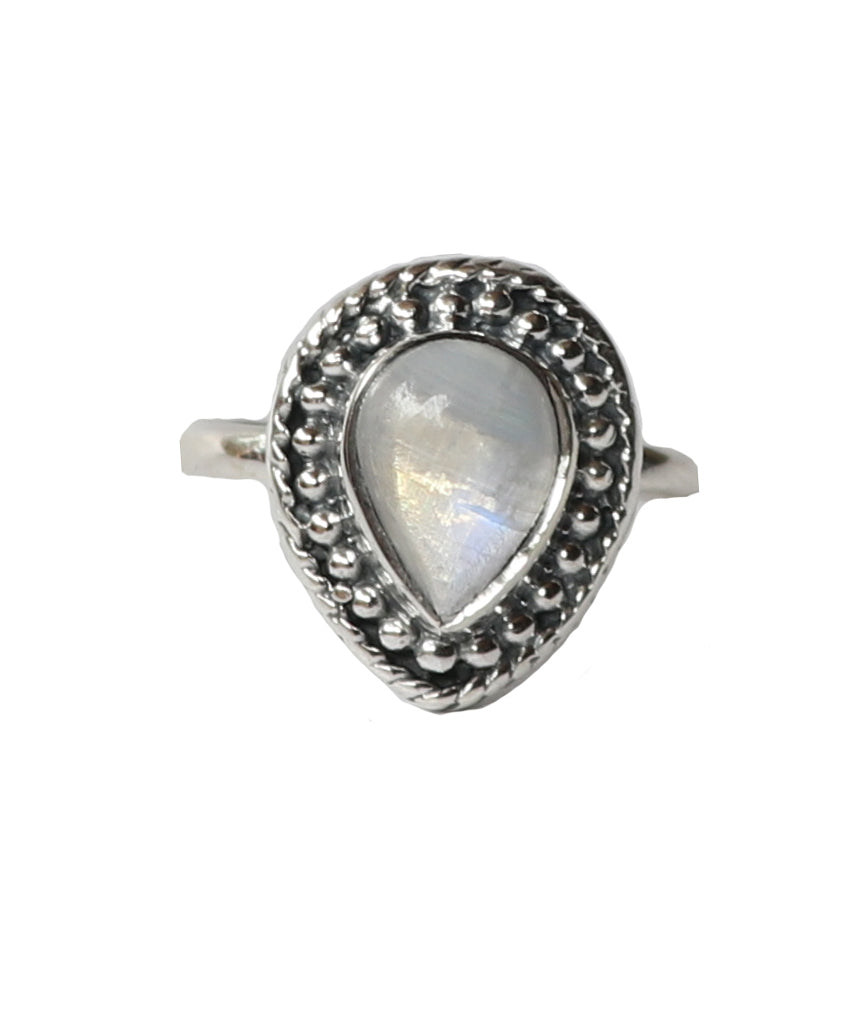 Sterling Silver Stone Ring in Teardrop Shape