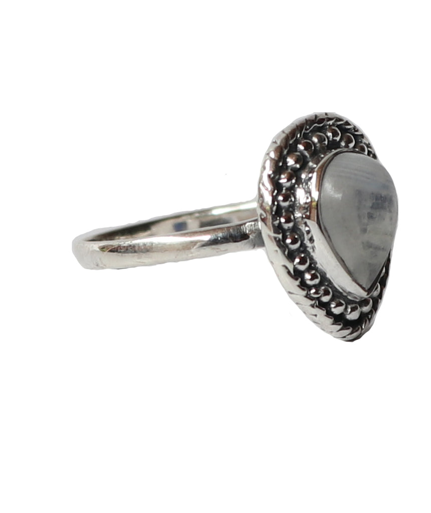 Sterling Silver Stone Ring in Teardrop Shape