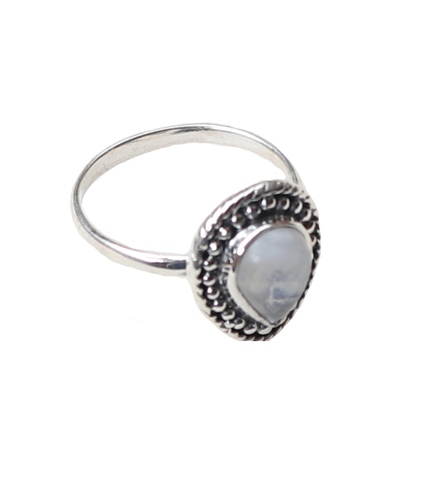 Sterling Silver Stone Ring in Teardrop Shape