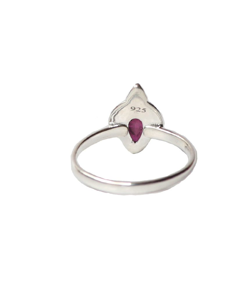 Sterling Silver Teardrop Ring with Stone