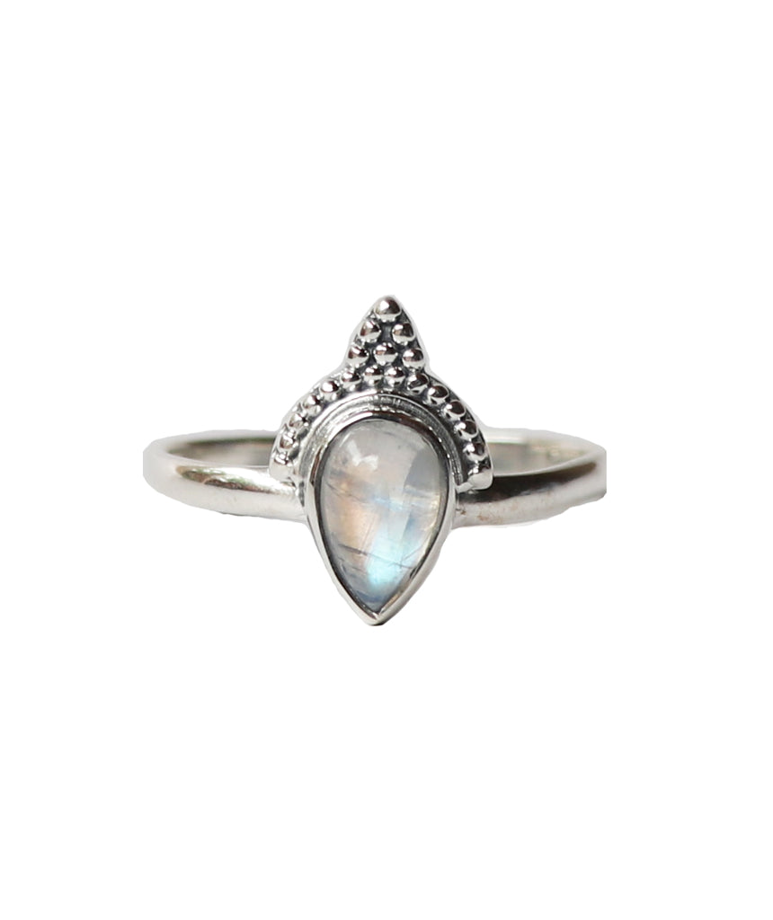 Sterling Silver Teardrop Ring with Stone