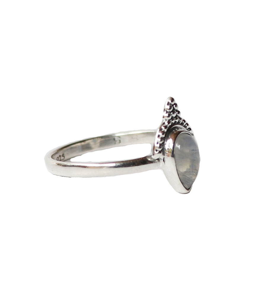 Sterling Silver Teardrop Ring with Stone