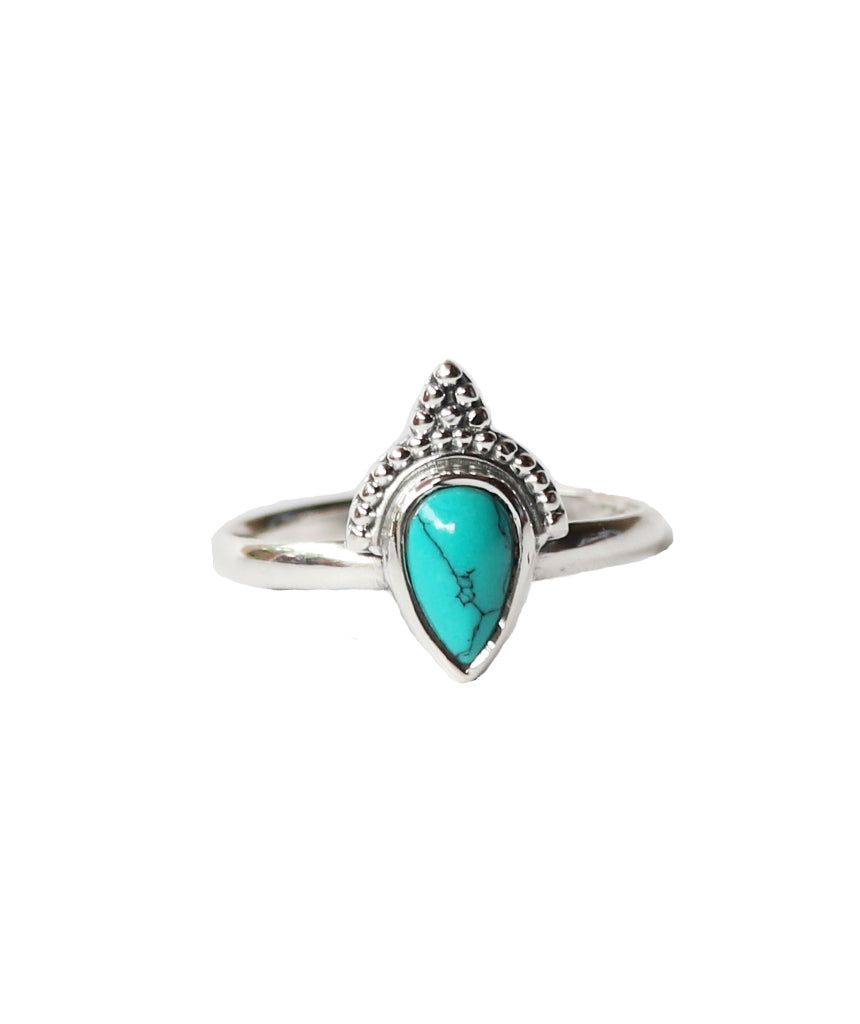 Sterling Silver Teardrop Ring with Stone