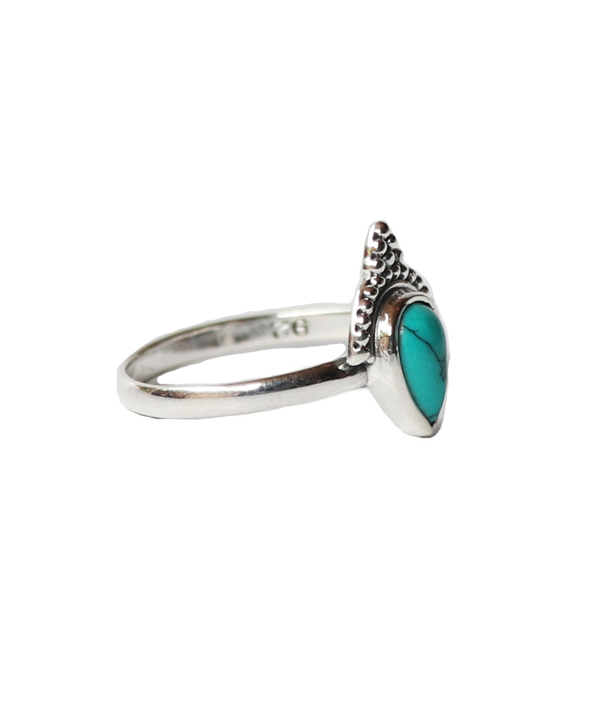 Sterling Silver Teardrop Ring with Stone