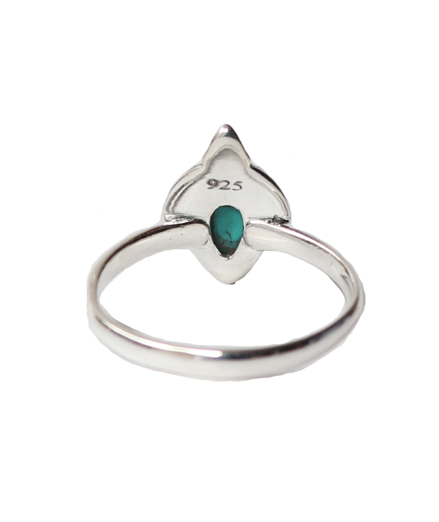 Sterling Silver Teardrop Ring with Stone