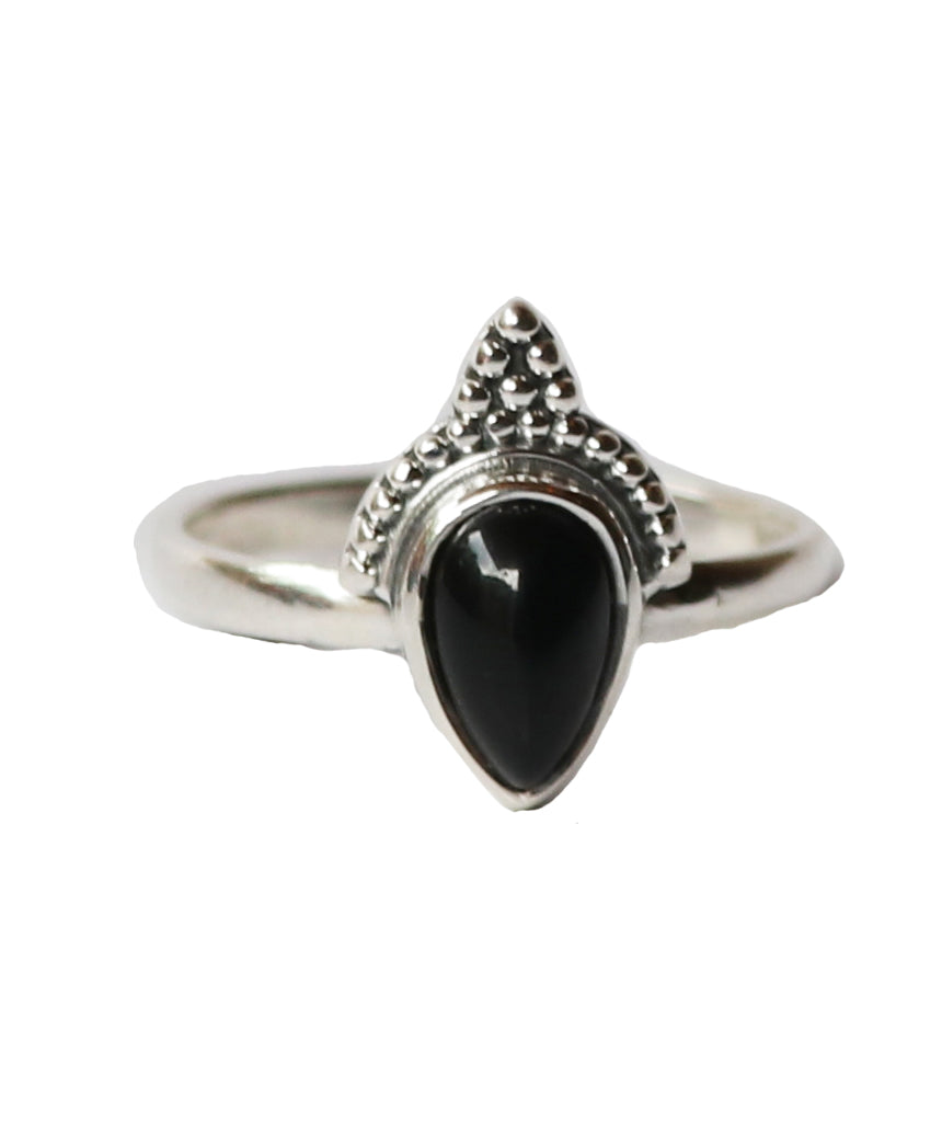 Sterling Silver Teardrop Ring with Stone