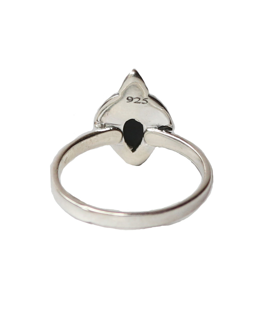 Sterling Silver Teardrop Ring with Stone