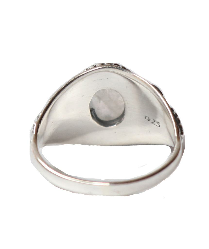 Victorian Style Oval Silver Ring with Stone