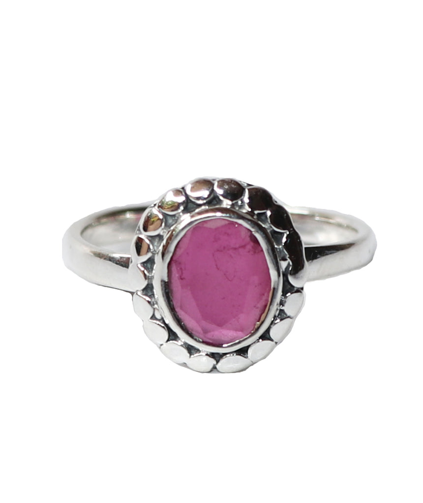 Sterling Silver Ring with Embedded Stone