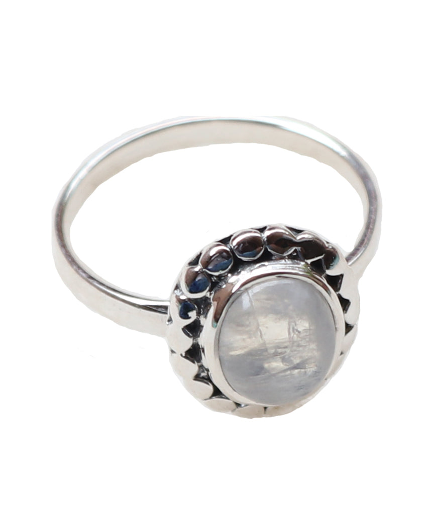 Sterling Silver Ring with Embedded Stone