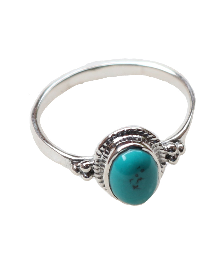 Filigree Oval Silver Ring with Stone