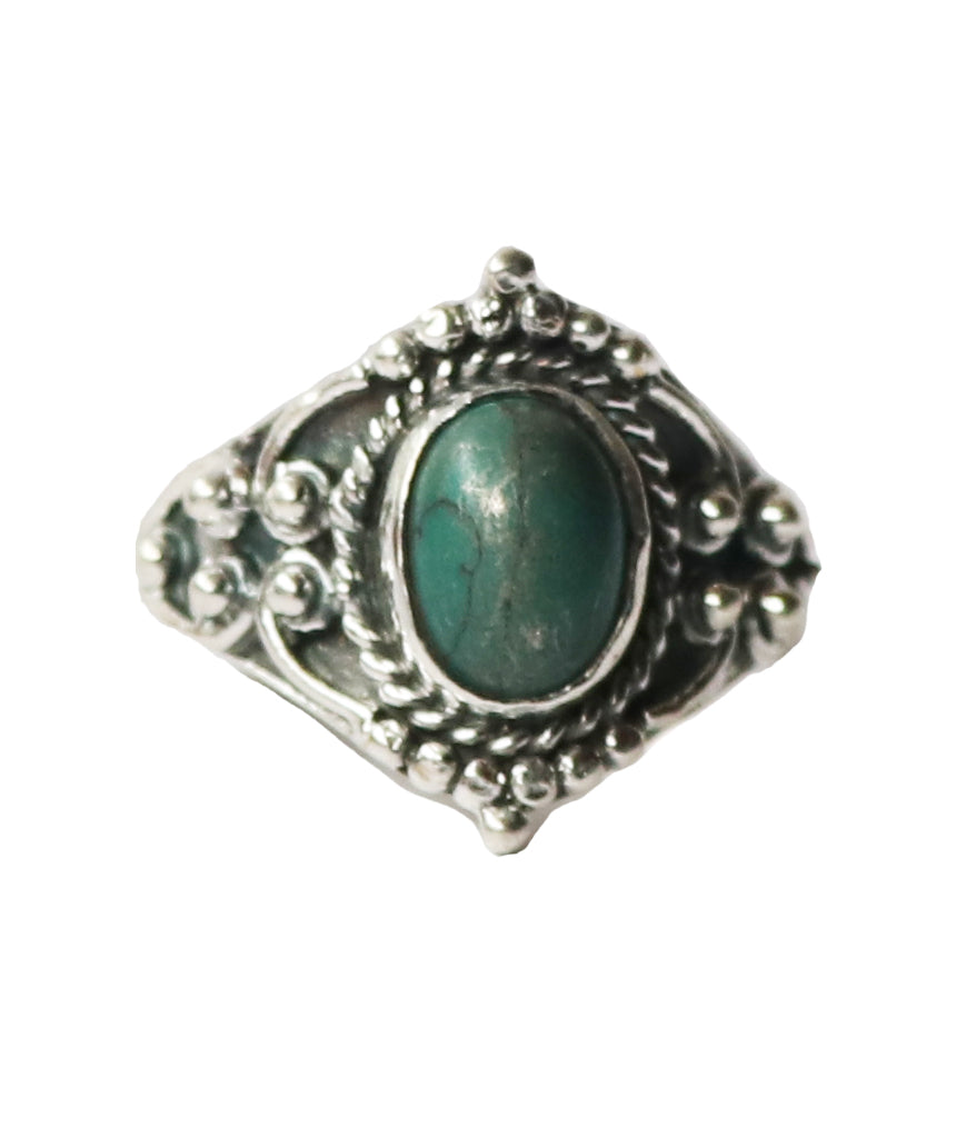 Sterling Silver Oval Silver Ring with Stone