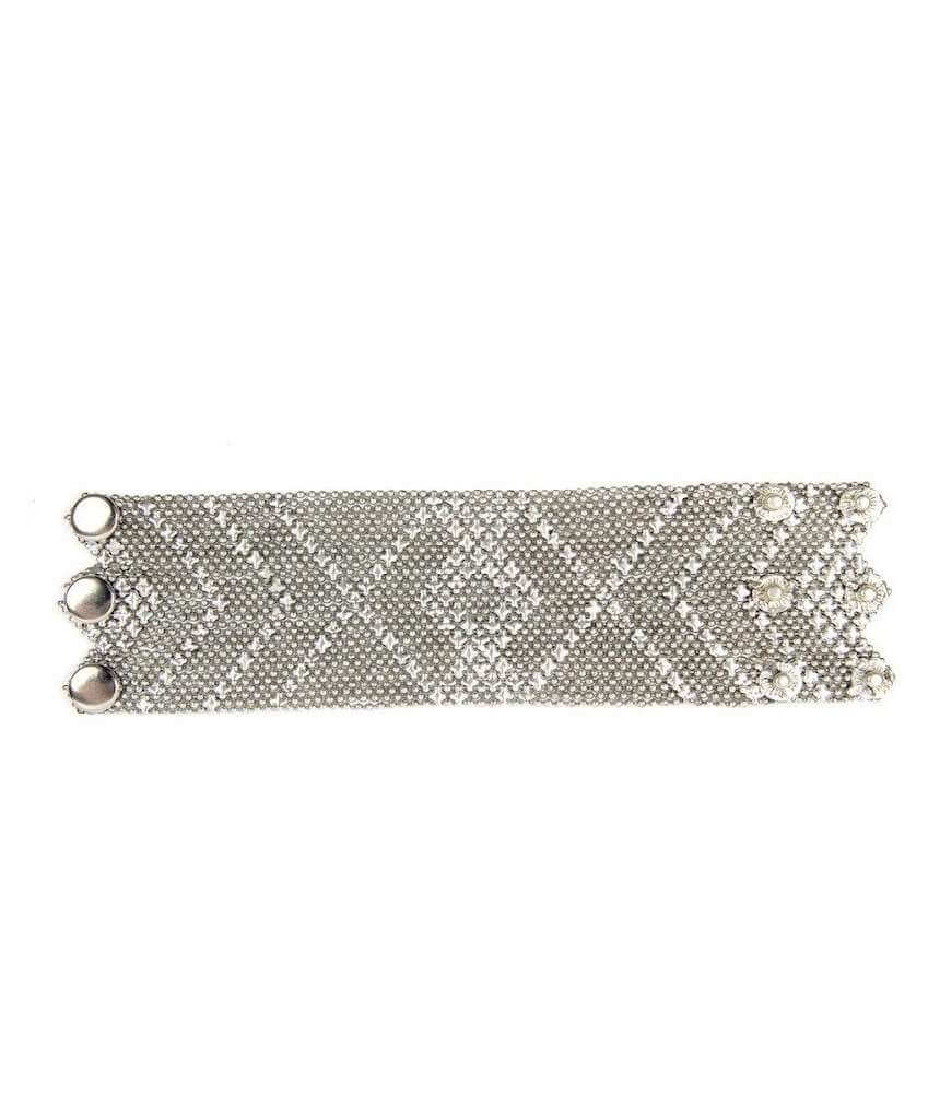 Large Three Popper Silver Chainmail Bracelet