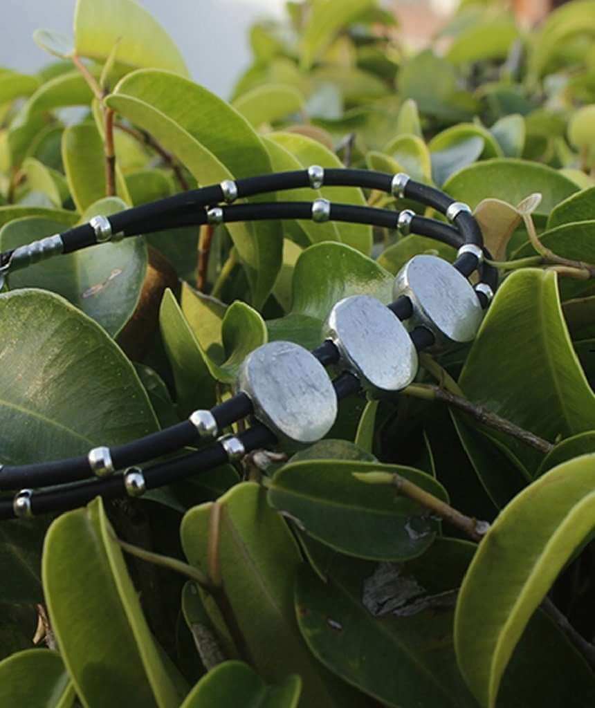 Leather Bracelet with Silver Beaded Accents