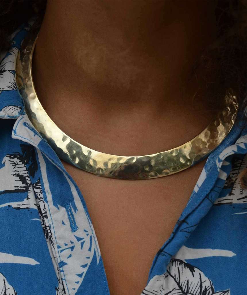 Hammered Torque Choker Necklace
