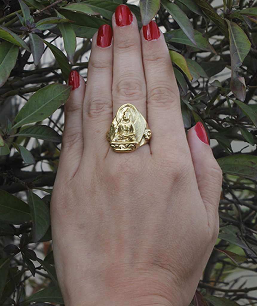 Namaste Buddha Ring Gold