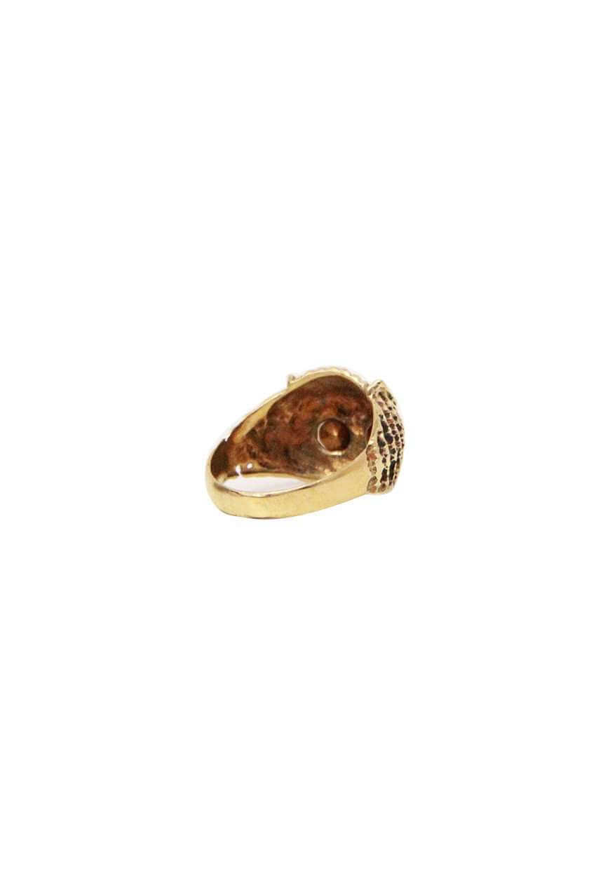 Gold Owl Ring with Semi Precious Stone