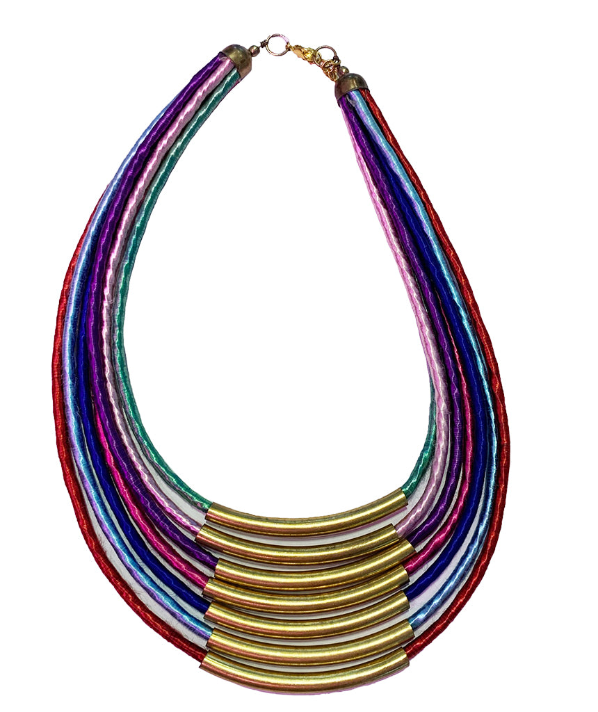 Rainbow Effect Necklace with Piping