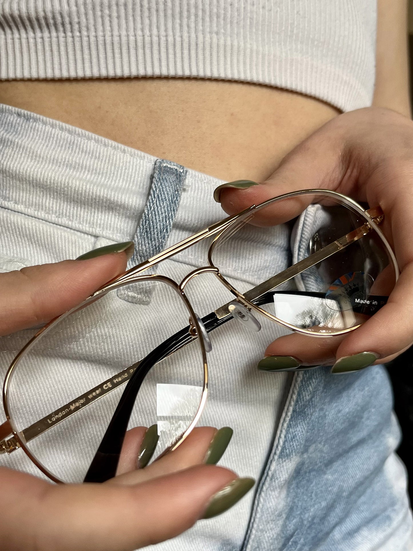 Rose Gold Plain Lens Sunglasses