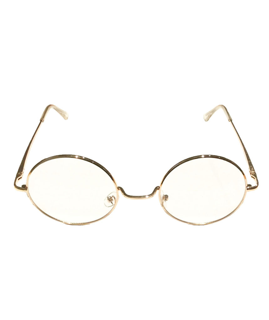 Rose Gold Round Clear Lens Sunglasses