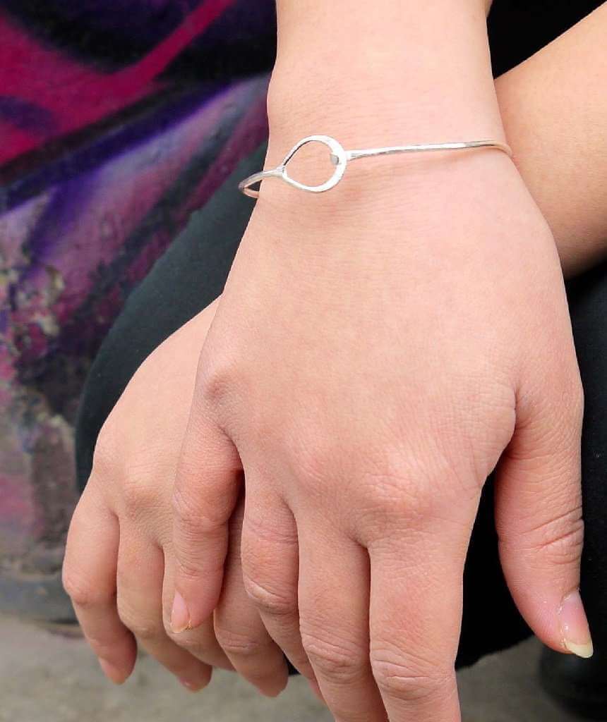 Silver Oval Bangle Bracelet