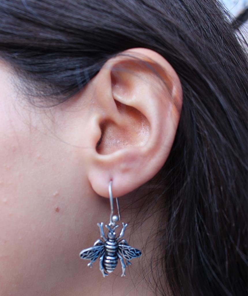 Silver Bee Earrings